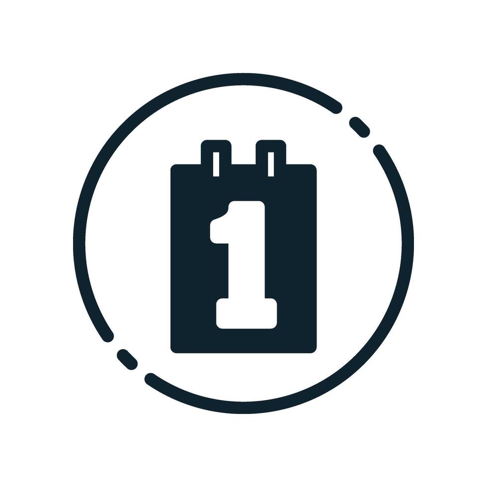 Design Illustration graphic of the first of the month icon with glyph style. Suitable for UI, mobile design, web design, etc. vector