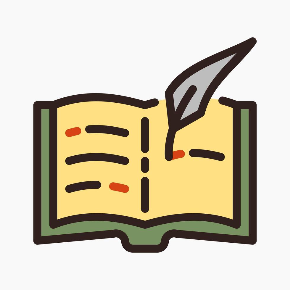 Design Illustration graphic of old book icon with colored outline style. Suitable for UI, mobile design, web design, etc. vector