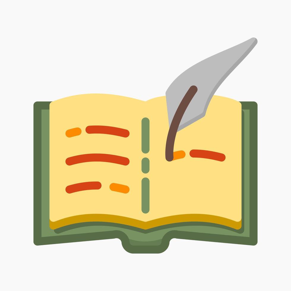 Design Illustration graphic of old book icon with colored outline flat style. Suitable for UI, mobile design, web design, etc. vector