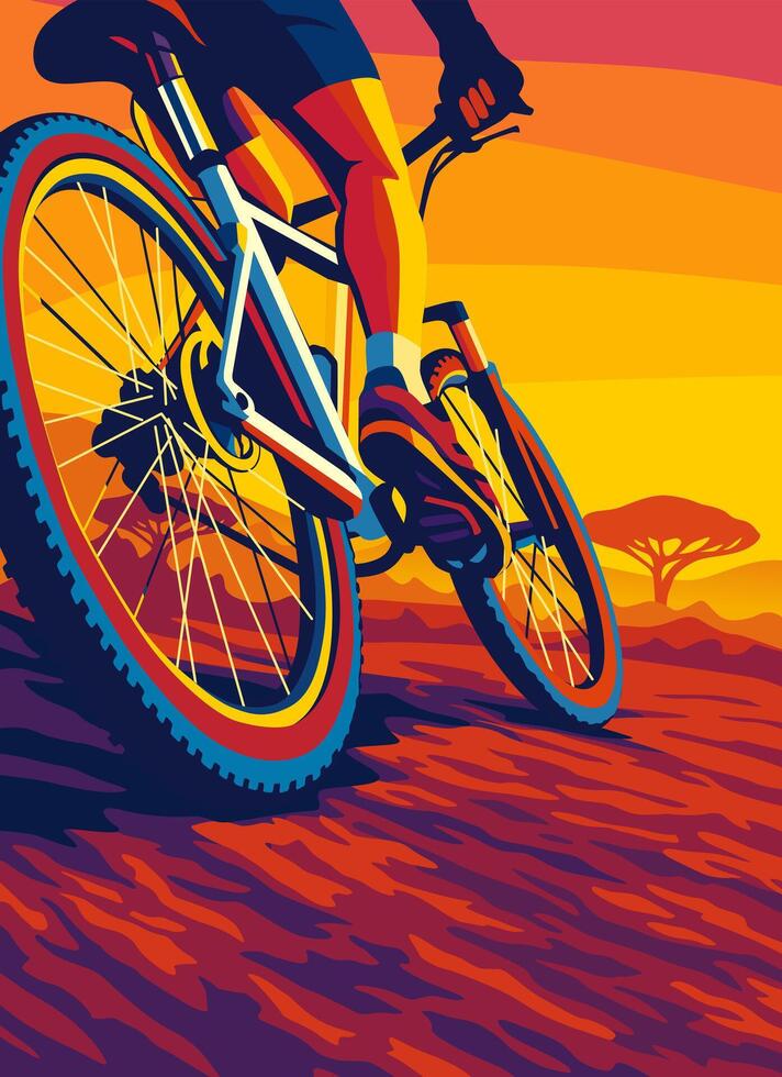 adventure bike riding illustration design pop art vector