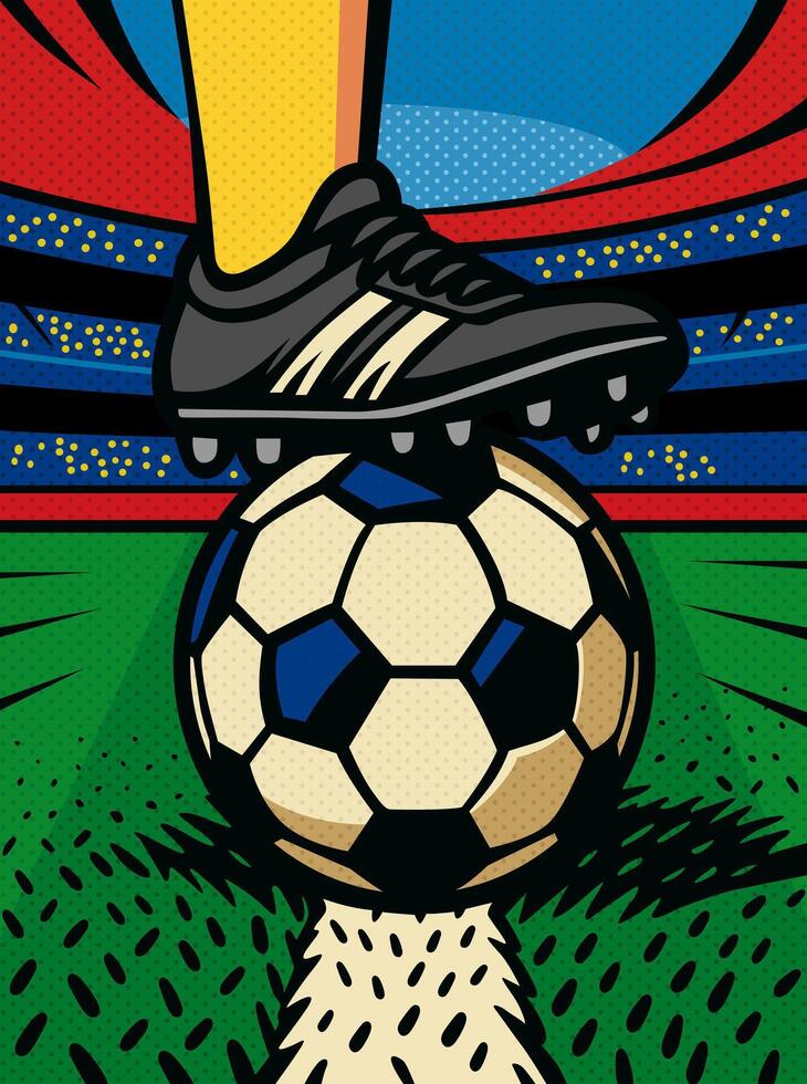 football soccer kick off illustration pop art design art vector