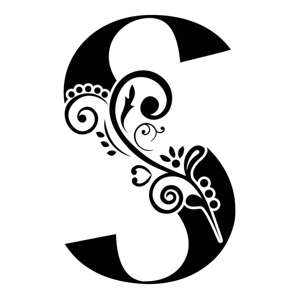 Elegant Floral Monogram Letter S vector