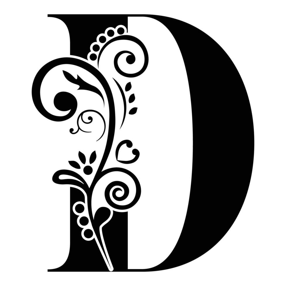 Elegant Floral Monogram Letter D vector