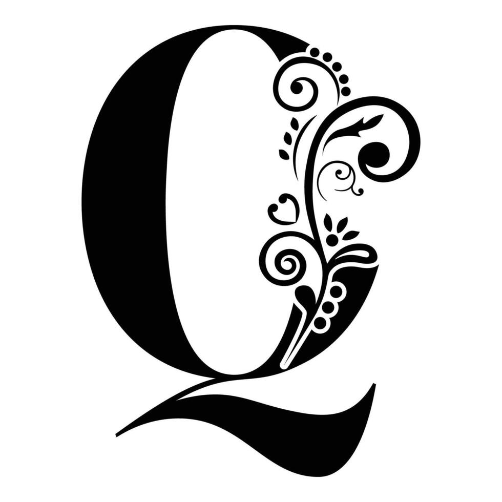Elegant Floral Monogram Letter Q vector