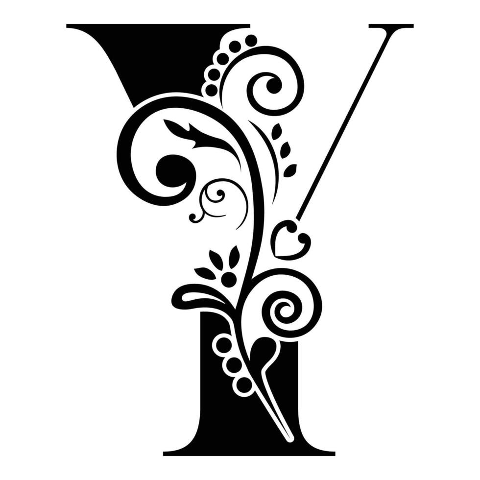 Elegant Floral Monogram Letter Y vector