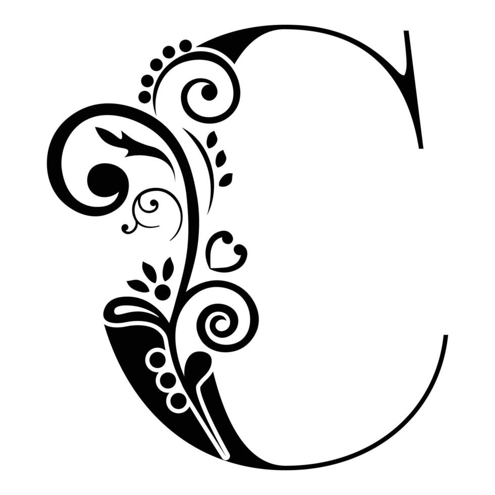 Elegant Floral Monogram Letter C vector