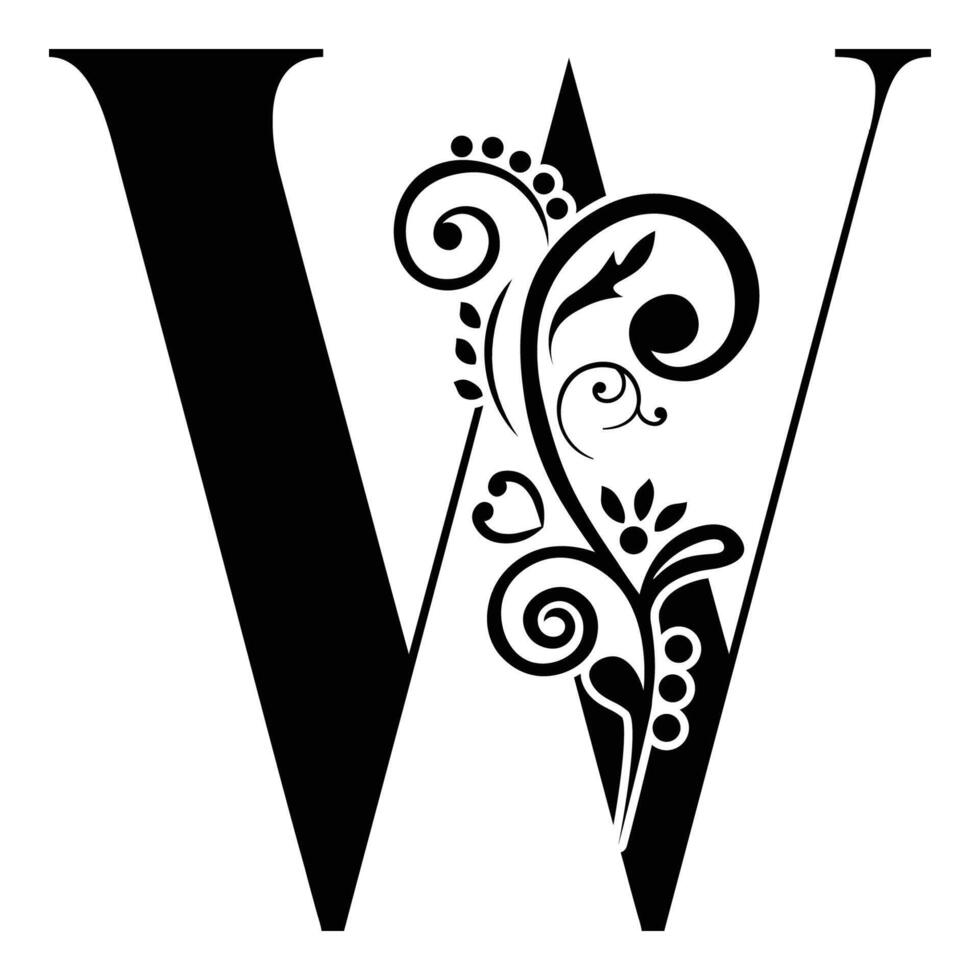 Elegant Floral Monogram Letter W vector