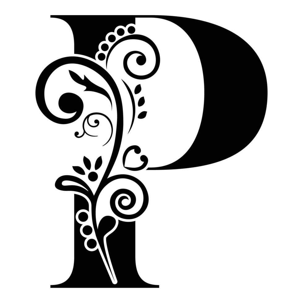 Elegant Floral Monogram Letter P vector