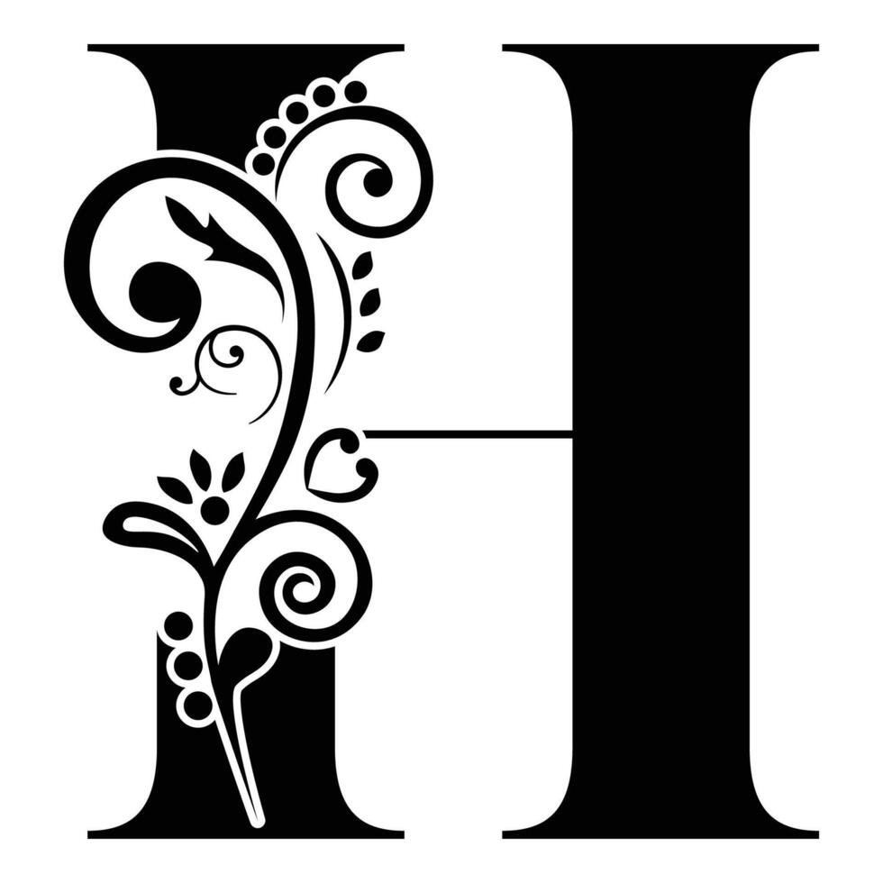 Elegant Floral Monogram Letter H vector