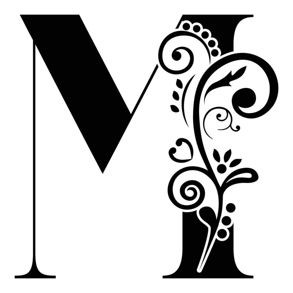 WebElegant Floral Monogram Letter M vector
