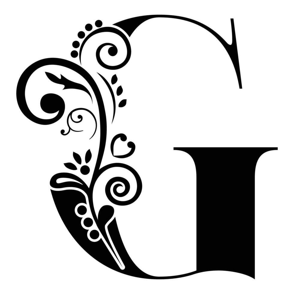 Elegant Floral Monogram Letter G vector