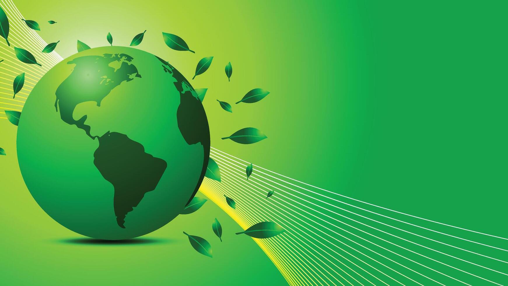 Eco Earth Background with Green Leaves and Globe, Simple Nature wallpaper vector