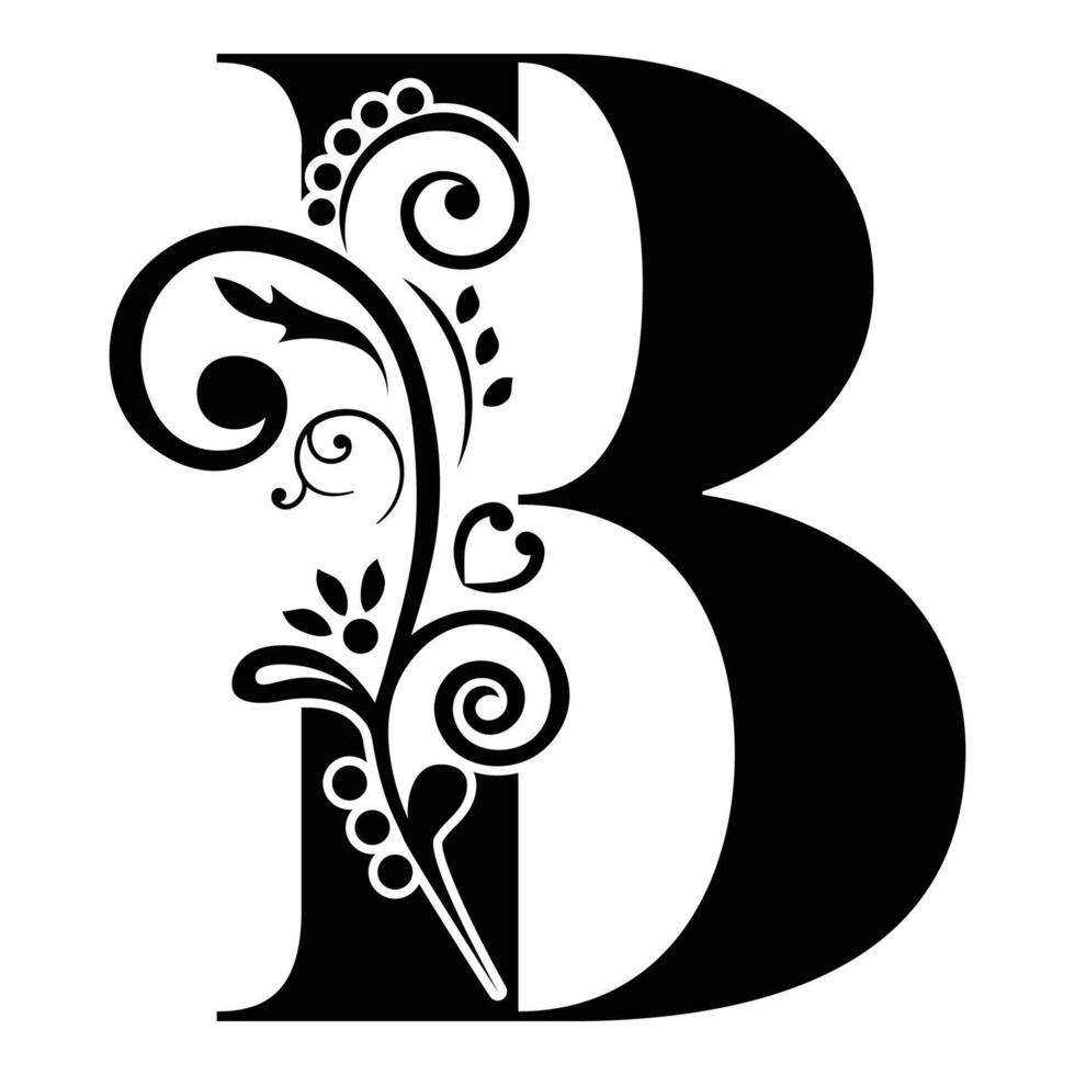 Elegant Floral Monogram Letter B vector