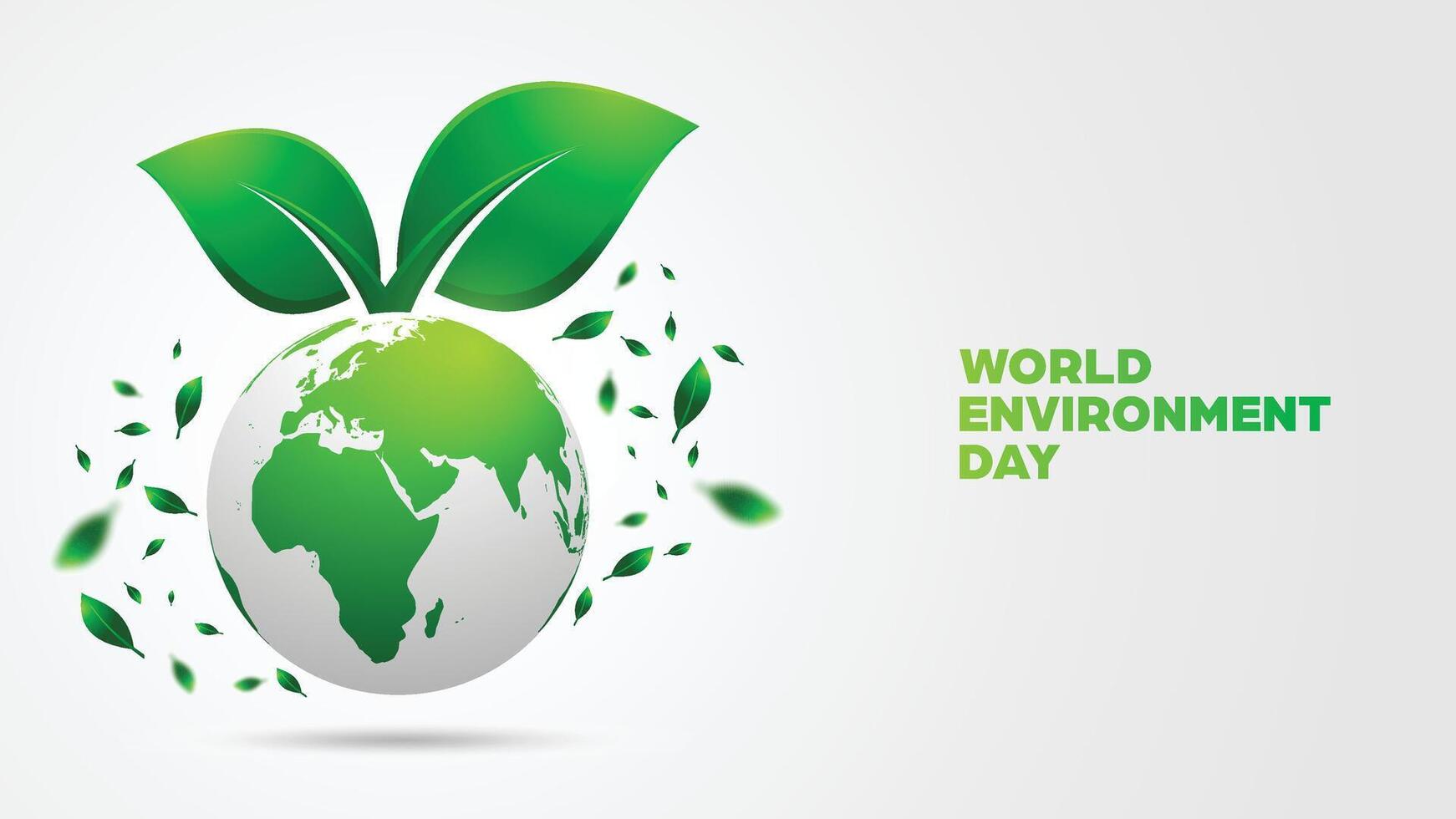 World Evironment Day Background with Green Nature Leaves and Globe. For Eco-Awareness Campaigns, Environmental Posters, Nature-Themed Events, Earth-Friendly Promotions vector