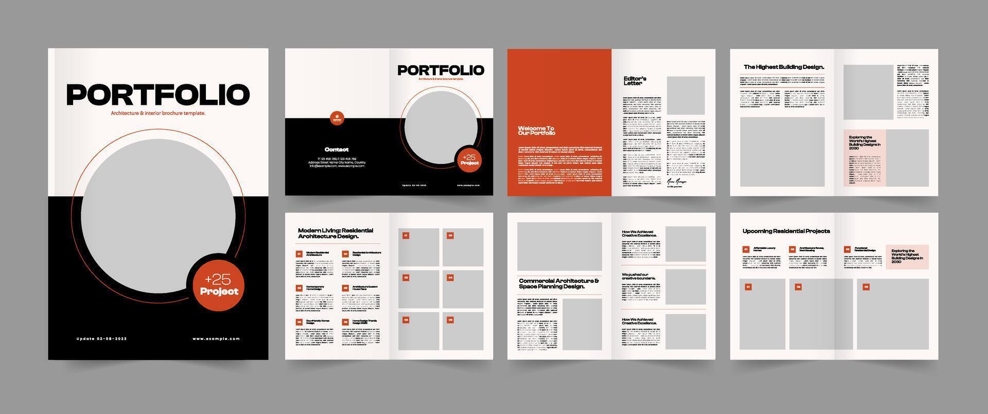 Luxury Architecture Portfolio Layout, Modern Portfolio Design vector