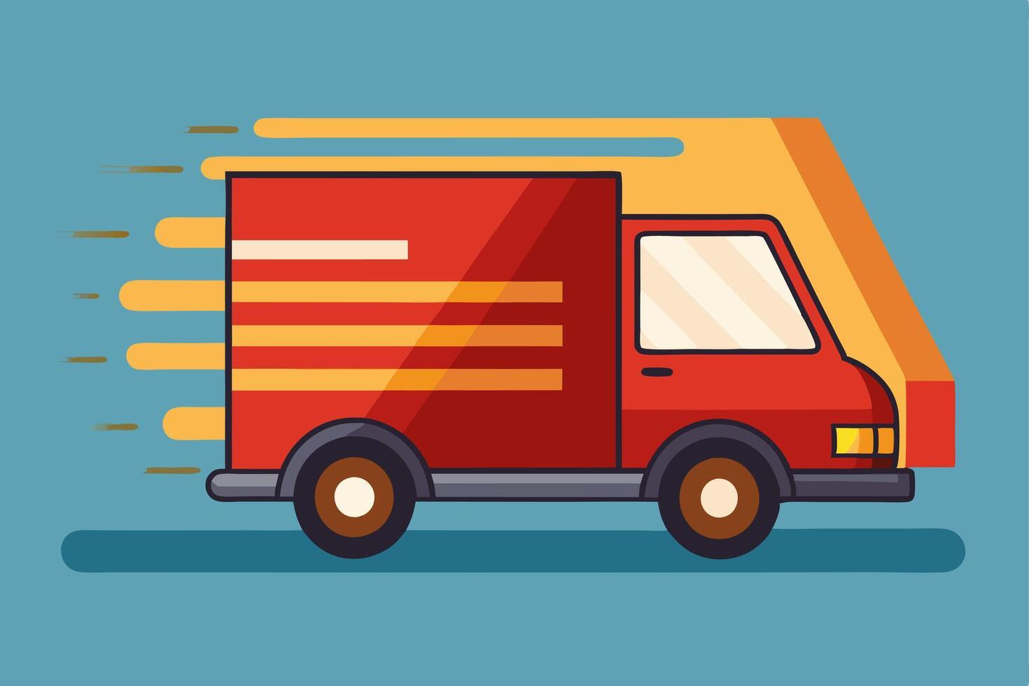illustration of a delivery truck in motion vector