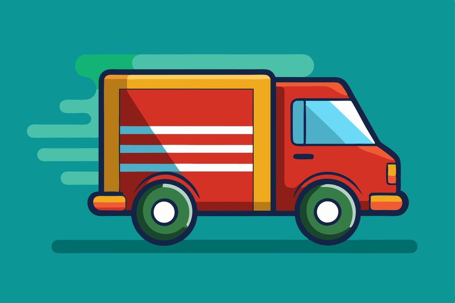 illustration of a delivery truck in motion, perfect for logistics, shipping, and courier service graphics. Clean design for transportation and delivery-related projects. vector