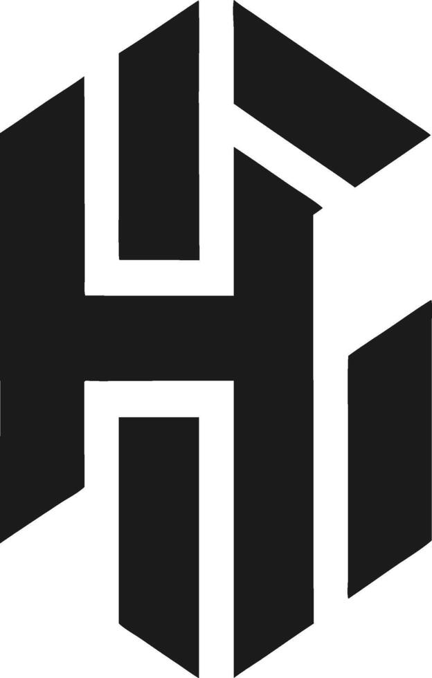 Abstract H Icon Geometric Edge Tech Design vector