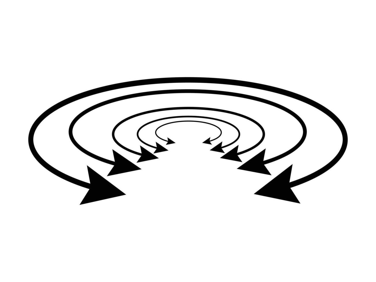 Dual sided arrow . Dual semi circle arrow. Semi-circular black colour thin double ended arrows isolated on white background. Simple illustration. eps 10 vector