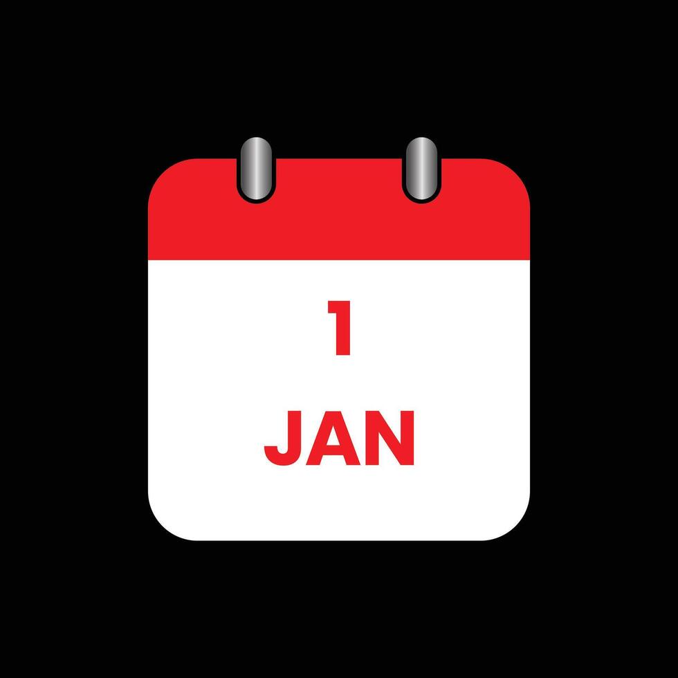 Calendar icon. Calendar schedule first January symbols web design and isolated for graphic. Calendar and date isolated on black background. Time icon illustration. eps 10 vector