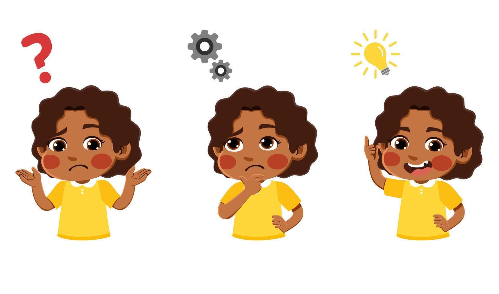 cartoon african girls with different expression vector