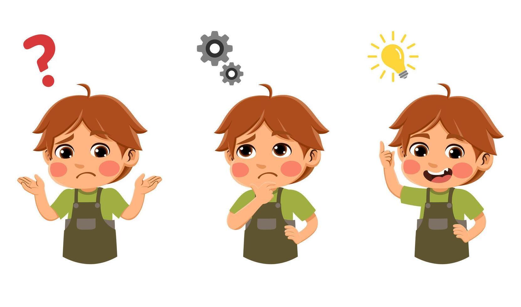 cartoon European boys with different expressions vector