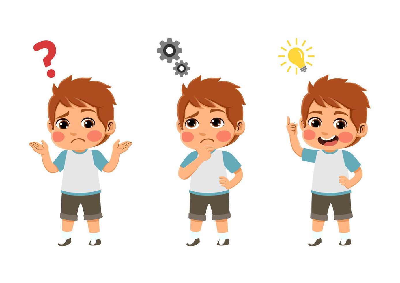 cartoon american boys with different expressions vector
