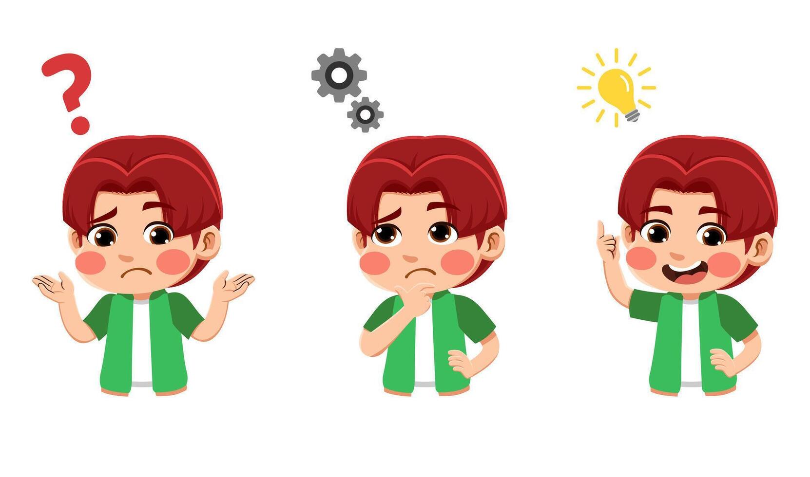 red hair european boys cartoon looking for ideas half body vector