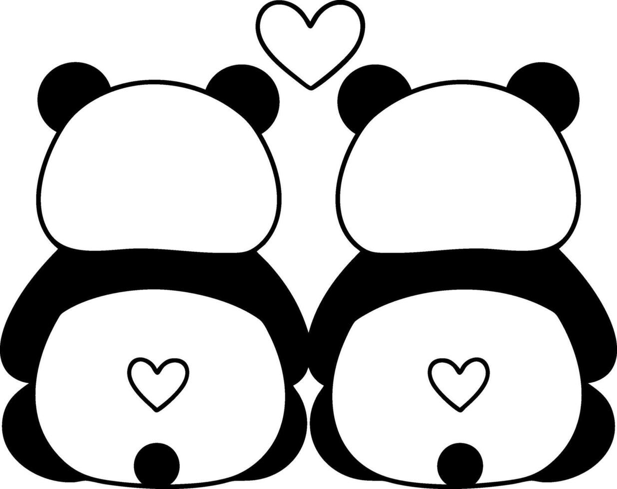 Cute animal couple featuring two pandas with hearts, symbolizing love and affection vector
