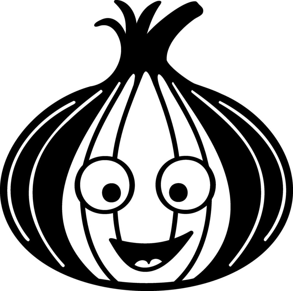 Cute cartoon onion character with smiling face and big eyes, adding playful touch to any design vector
