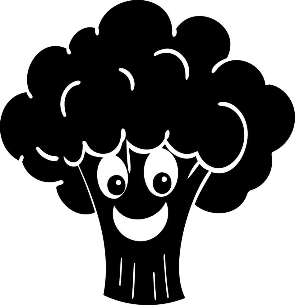Happy broccoli character with smiling face and cartoonish features vector