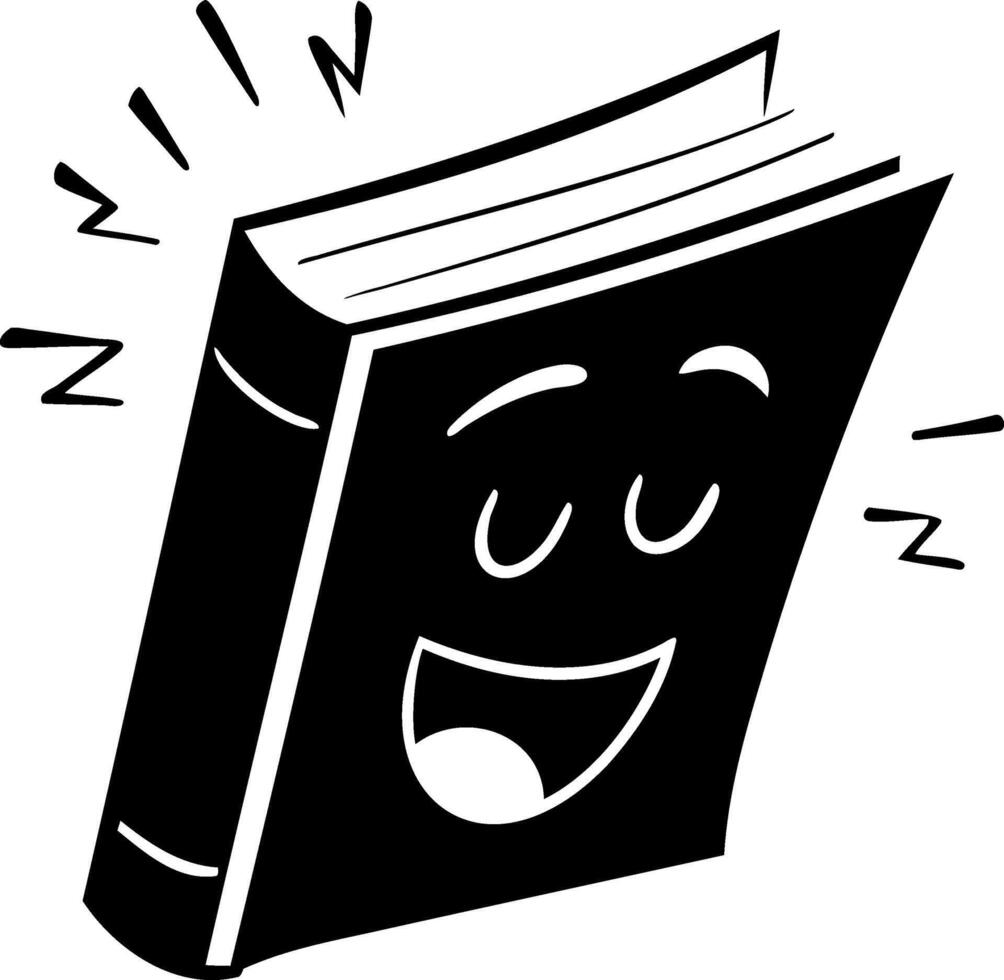 Happy cartoon book with smiling face, radiating joy and excitement vector