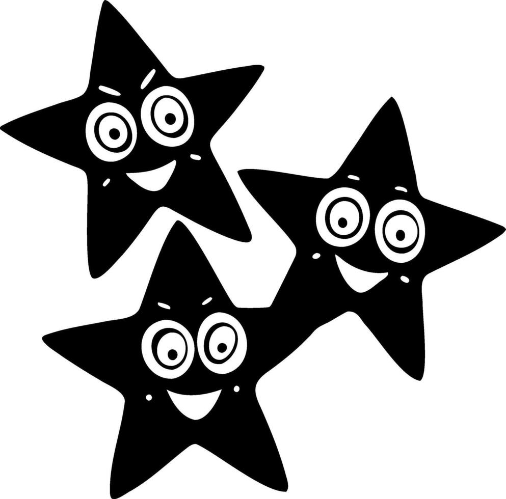 Cute star characters with smiling faces and big eyes, perfect for school supplies vector