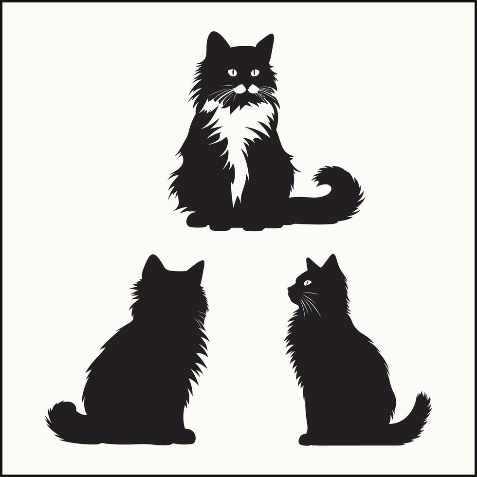 Silhouette of a Ragdoll, Fluffy Cat vector