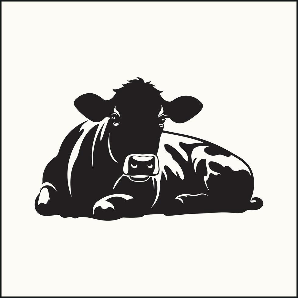 Silhouette of a Lying Cow vector