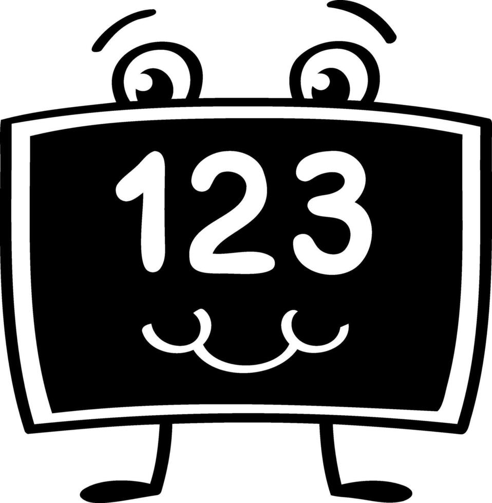 Cute character with smiling face and number 123 displayed prominently vector