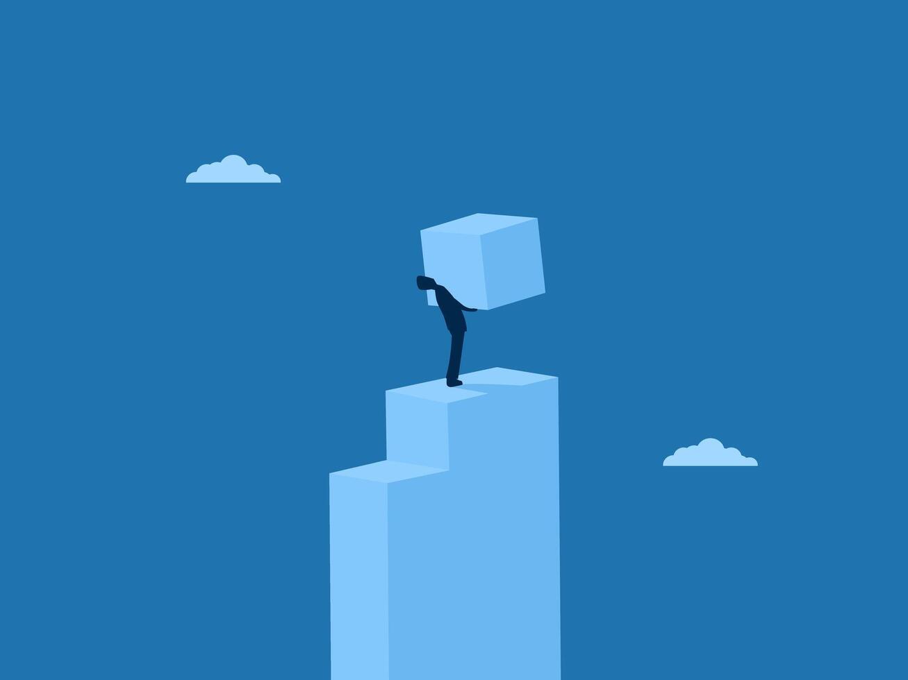 Step by step, businessman climbs up vector