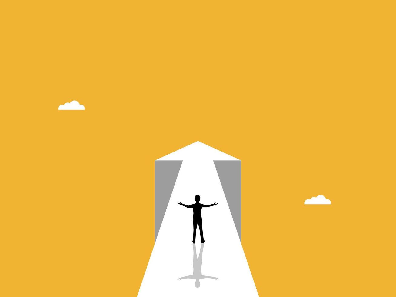 Success, Businessman Standing on Cliff Arrow Leading vector