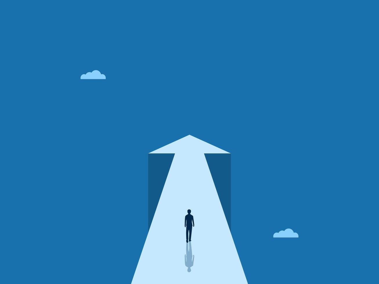 Ambition, Businessman Standing on Cliff Arrow vector
