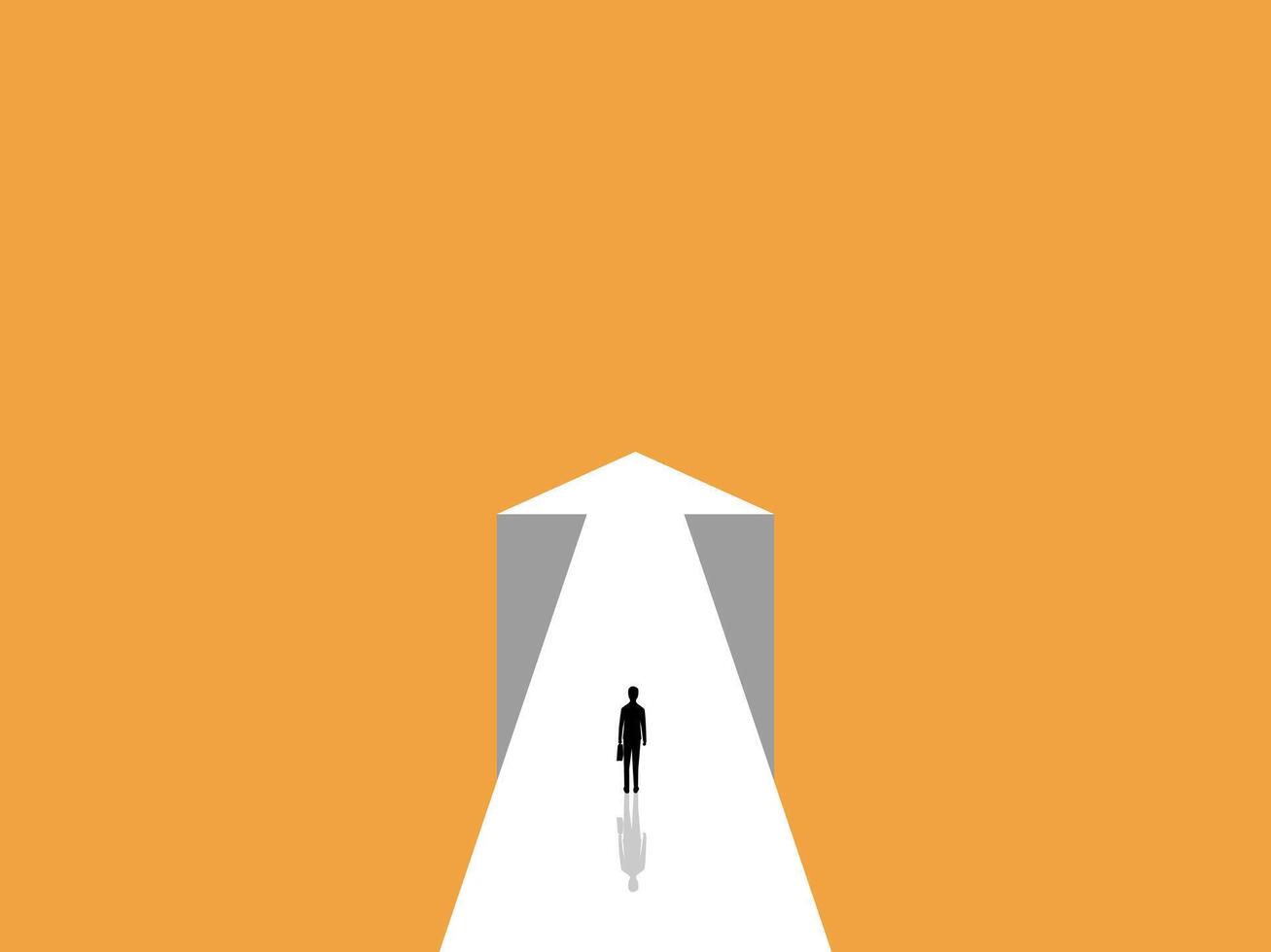 Businessman Standing on Cliff Arrow Leading vector