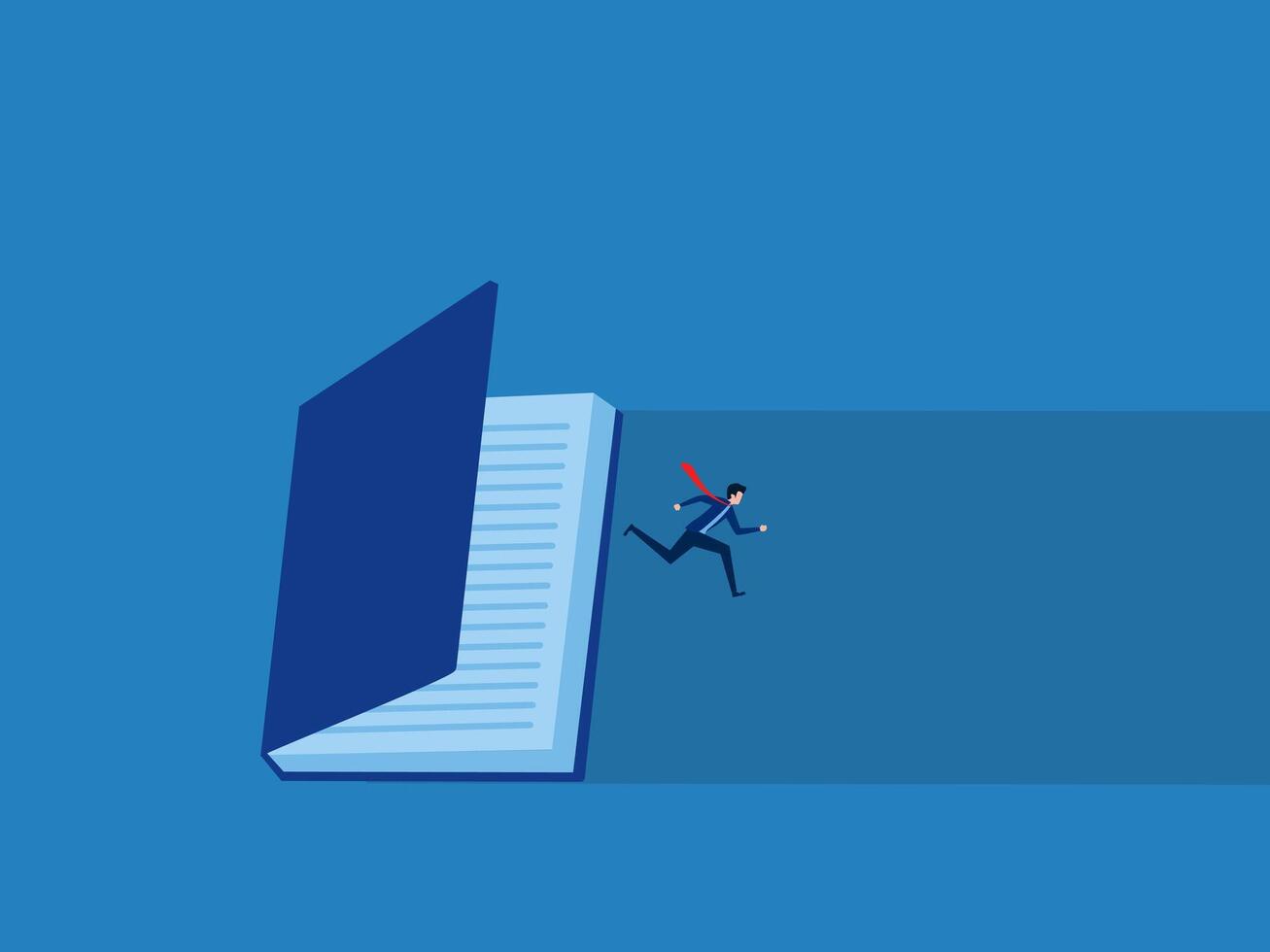Businessman jumps out of an open book vector