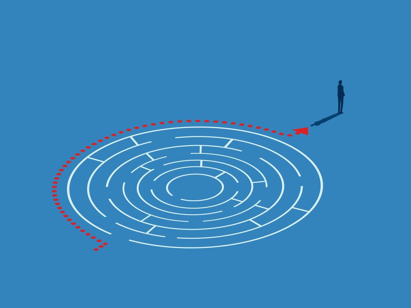Businessman thinks simple to solve the maze puzzle vector