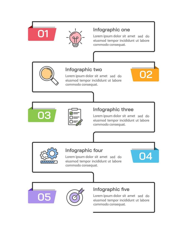 Simple Infographic Vertical Brochure 5 Steps to Success. Presentation, Plan, Banner and Strategy. vector