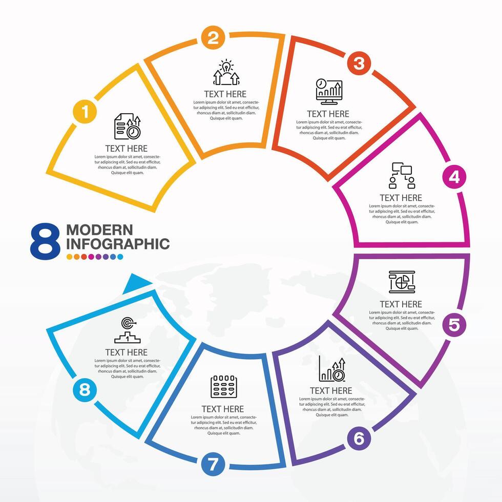 Infographic design with circle for business template. 8 steps. vector