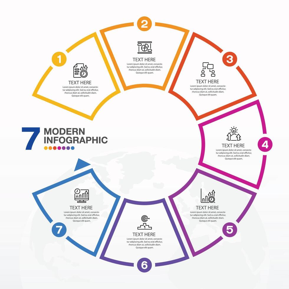 Infographic design with circle for business template. 7 steps. vector