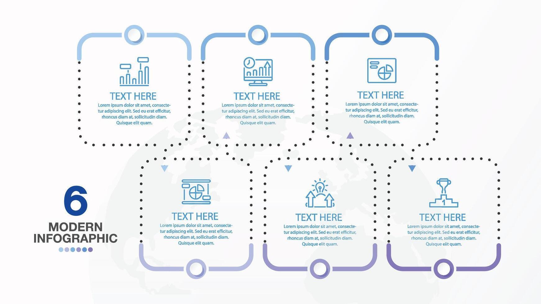 Square infographic 6 process. vector