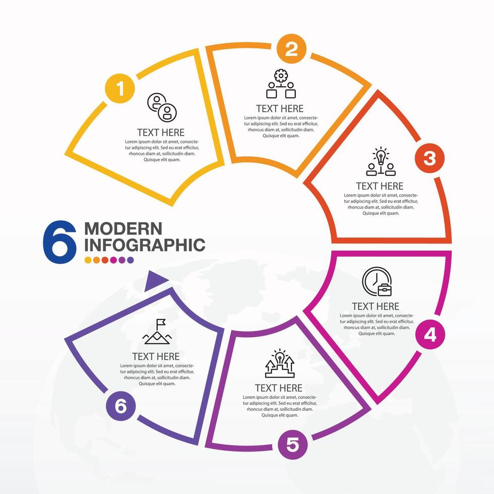 Infographic design with circle for business template. 6 steps. vector