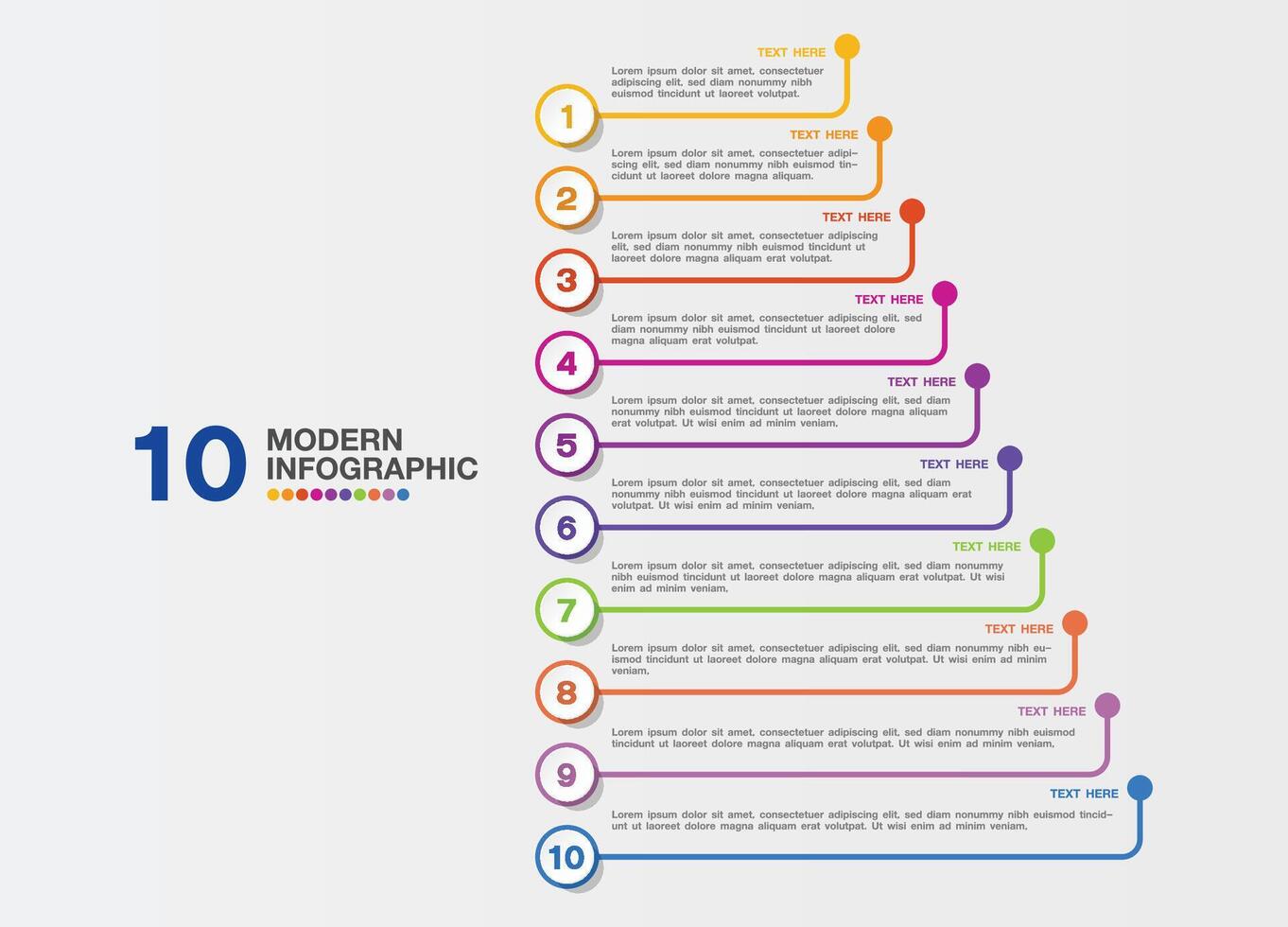 Infographics template, with 10 steps or options. Business concept. vector