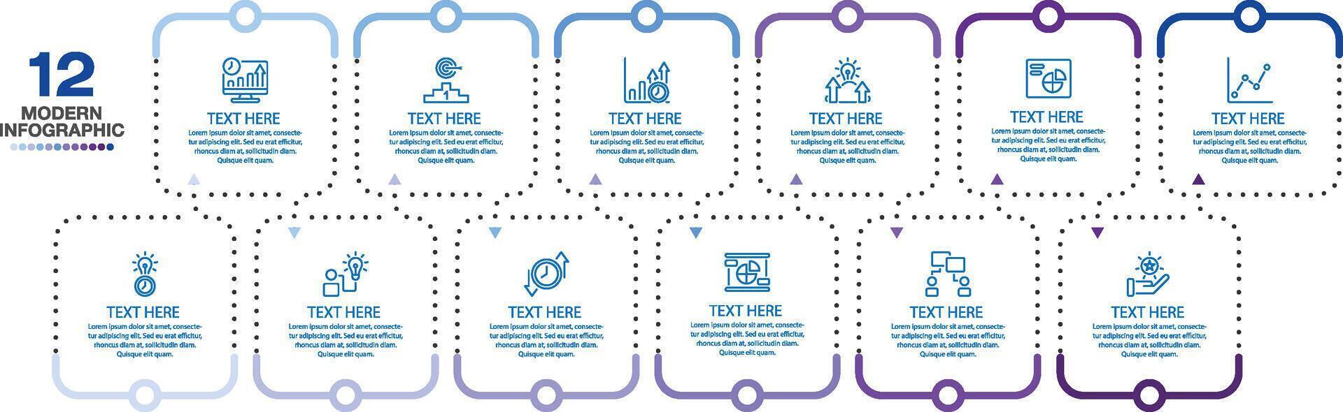 Square infographic 12 process. vector