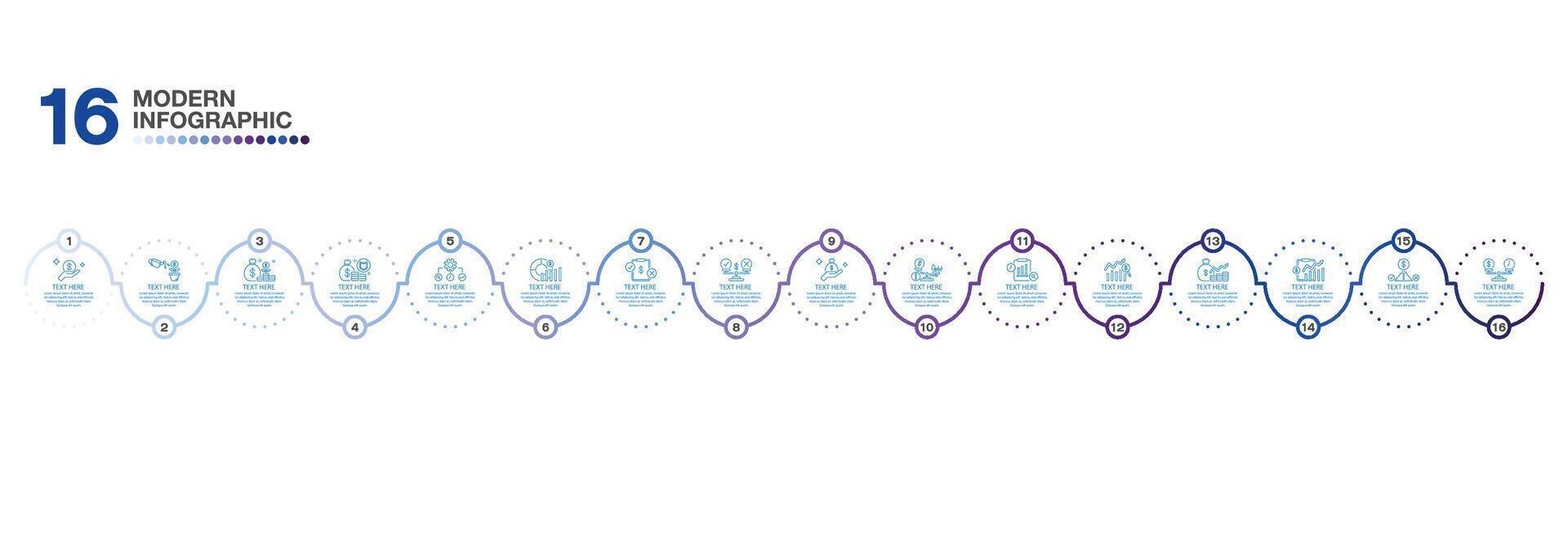 16 section infographic diagram. Business concept. vector